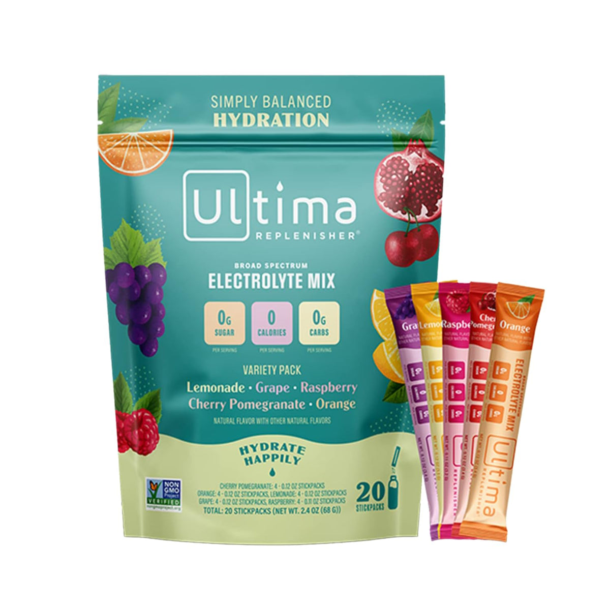 Ultima Replenisher Daily Electrolyte Drink Mix – Original Variety, 20 Stickpacks – Hydration 