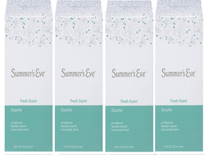 (Pack of 4 Bottles) Summer's Eve Fresh Scent Douche Vinegar & Water, Feminine Wash, 4.5oz Bottles