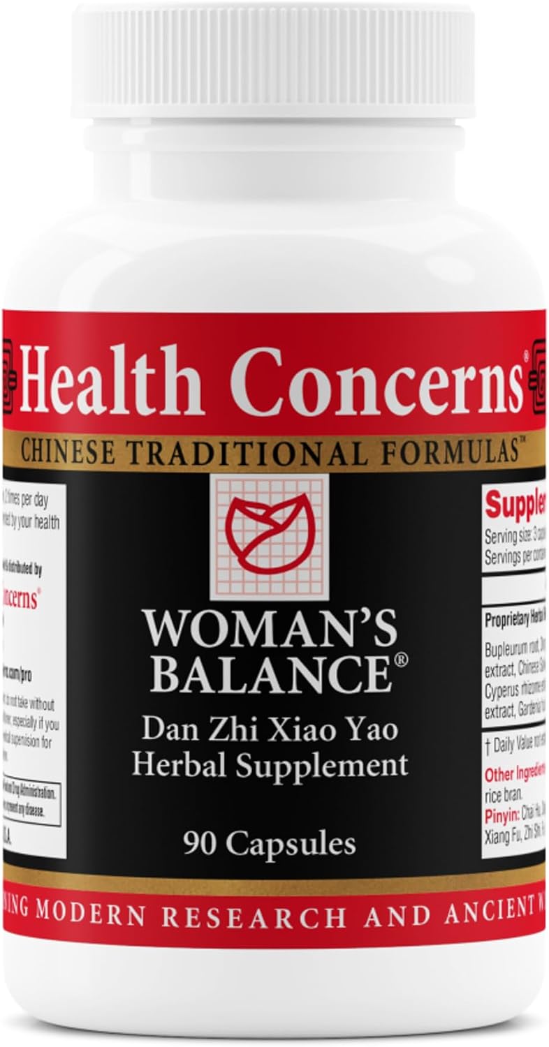 Health Concerns Woman's Balance - Herbal PMS Support Supplement for Women - Menstrual Cycle & Menopause Relief - Chinese Herbal Formula - Mood Support & Hormonal Balance - 90 Capsules