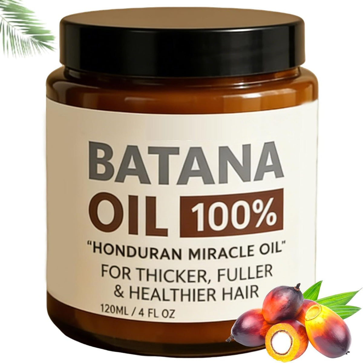 100% Natural Batana Oil for Hair Growth, Moisturizes or Frizz, Enhances Thickness, Split Ends, 4 Fl Oz