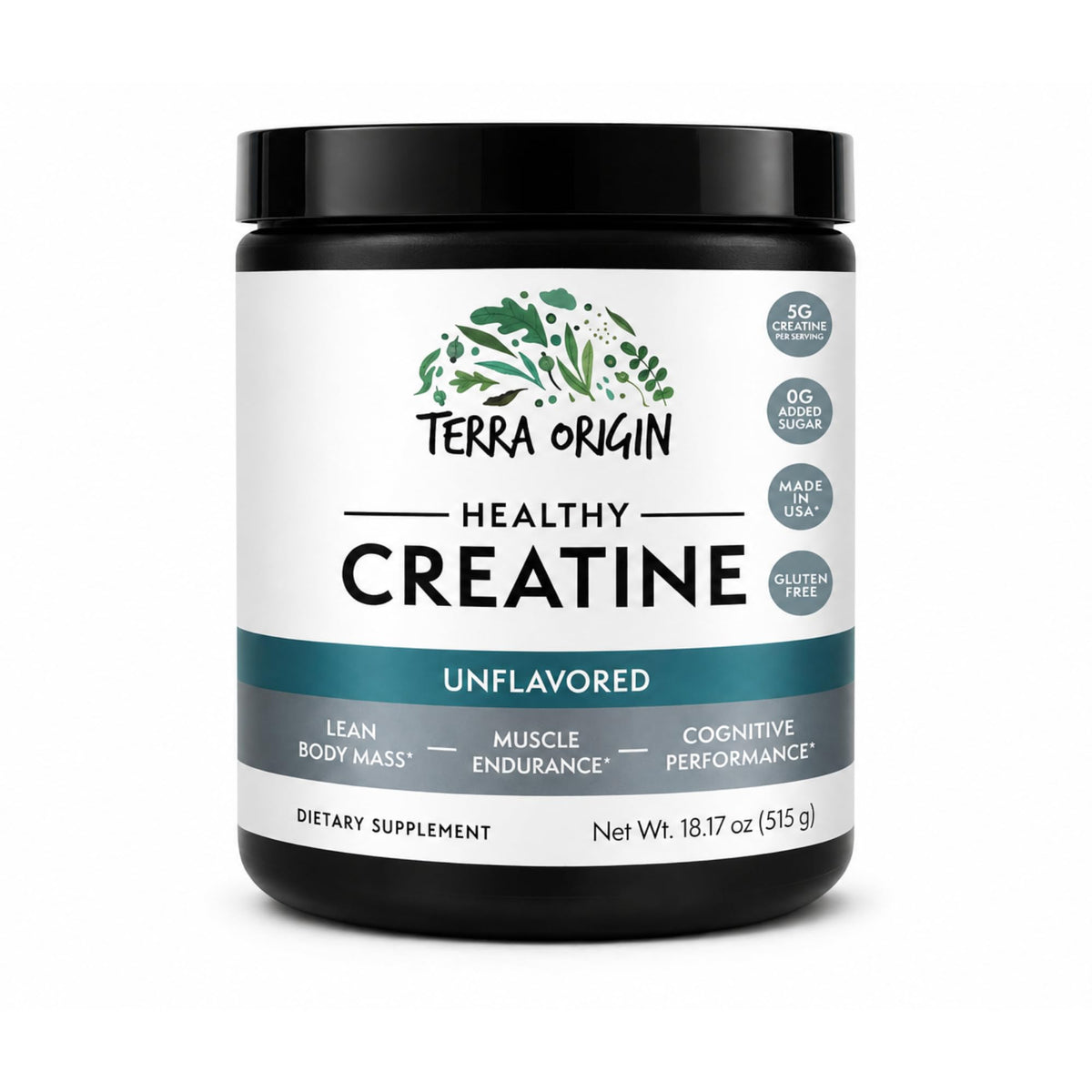 TERRA ORIGIN Healthy Creatine Micronized Monohydrate Powder - 30 Stick Packs - Support for Muscle and Cognitive Performance* - Supplement for Women and Men - Unflavored, Gluten Free, Zero Sugar