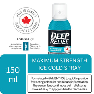 Deep Relief Ice Cold Spray, 150ml - Plastic Bottle, Spray, Cold Therapy, Turquoise, 5.3cm x 5.3cm x 17.1cm Deep ReliefBuy Supplements Australia