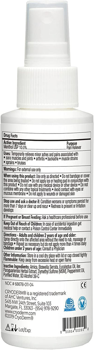 CryoDerm 4 oz Spray Cold Therapy (2 Pack) CryoDermBuy Supplements Australia