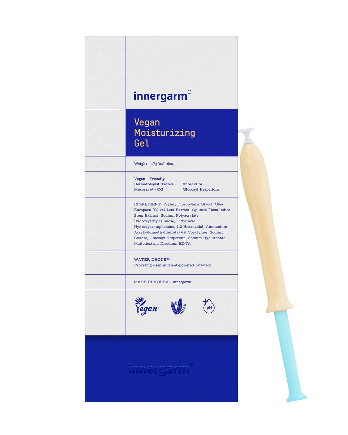 wettrust Innergarm Vegan Moisturizing Gel - pH Balanced Intimate Care for Women, Natural Ingredients, 6 Count