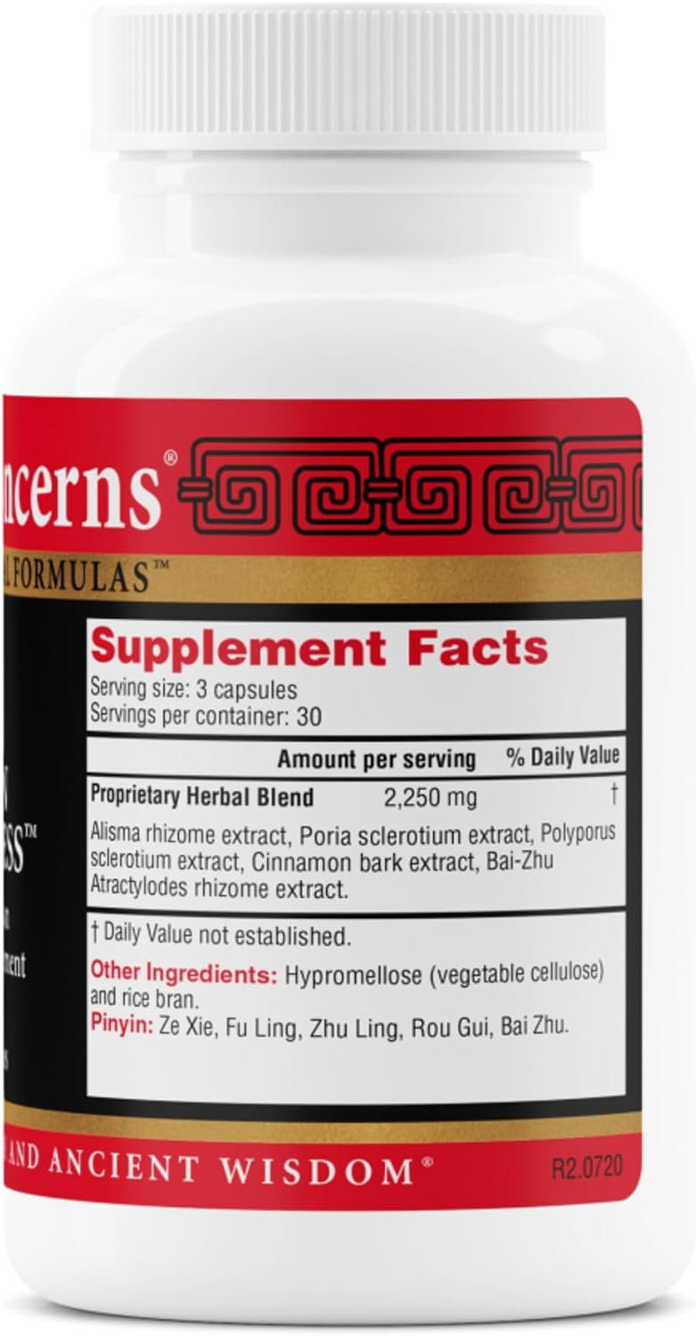 Health Concerns Drain Dampness - Kidney Support - Water Retention Relief - Chinese Herbal Formula with Alisma, Poria, Polyporus, Cinnamon - 2250 mg of a Proprietary Herbal Blend - 90 Capsules