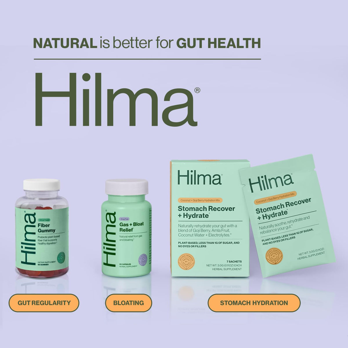 Hilma Prebiotic Fiber Gummies, Daily Fiber Supplement, Gummies for Adults, Supports Gut Health for Women and Promotes Regularity