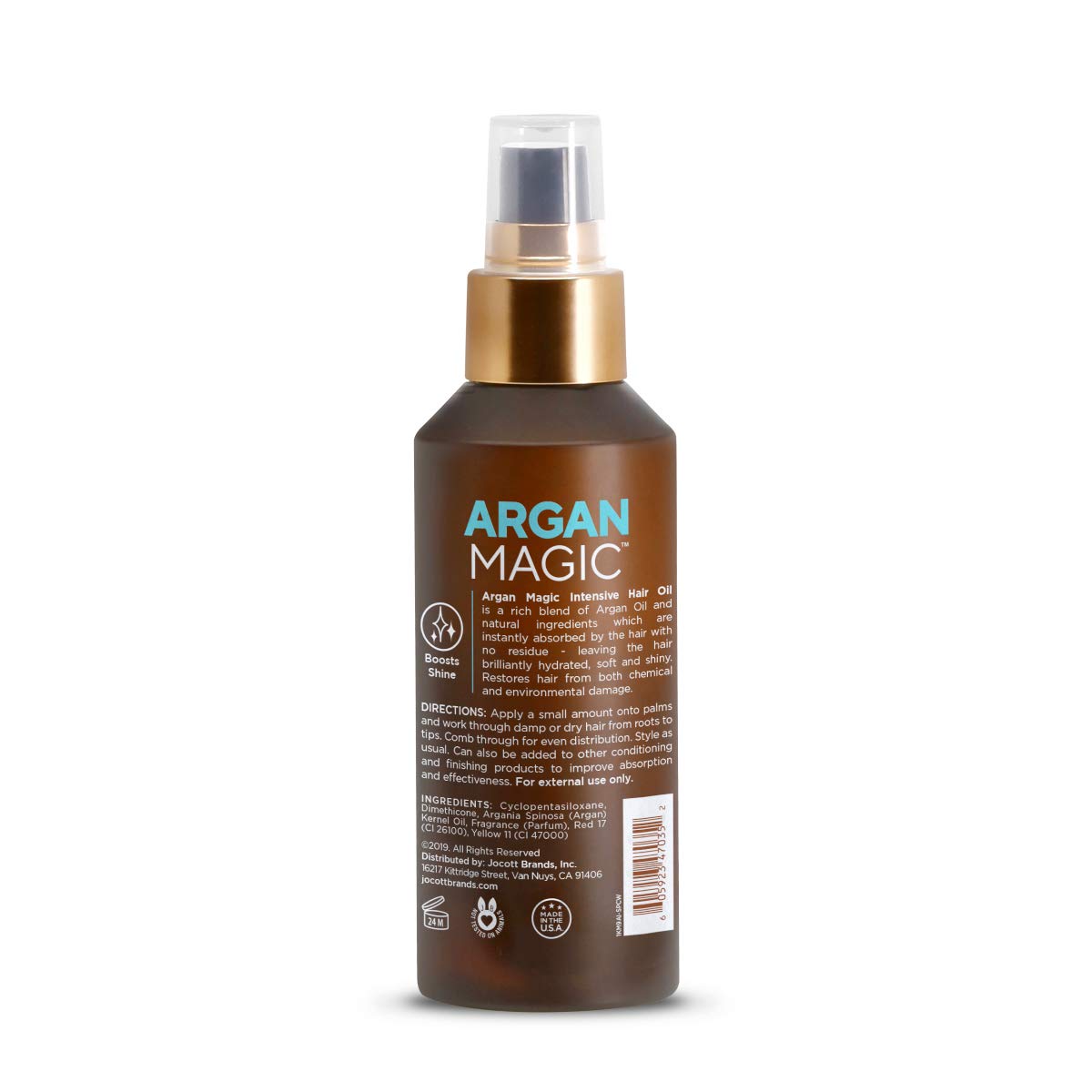 Argan Magic Intensive Hair Oil - Restores Manageability and Elasticity - Adds Shine and Gloss - Controls Frizz - Paraben Free, (4 oz)