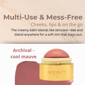 MERIT Flush Balm Cream Blush – Archival Cool Mauve | Hydrating Radiant Cheek & Lip Tint Stick with Vitamin E | Lightweight, Buildable, Vegan & Cruelty-Free Blush MeritBuy Supplements Australia