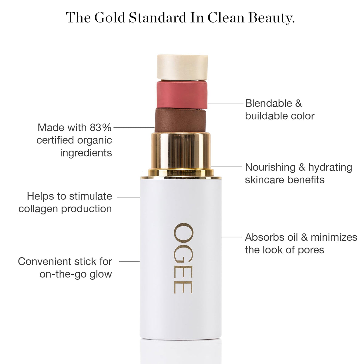 supplement products​Ogee Face Stick Trio - Golden Contour Stick Makeup Collection - Certified Organic Bronzer, Blush Stick, and Highlighter Stick for a Flawless Look - JerryCherryUSA