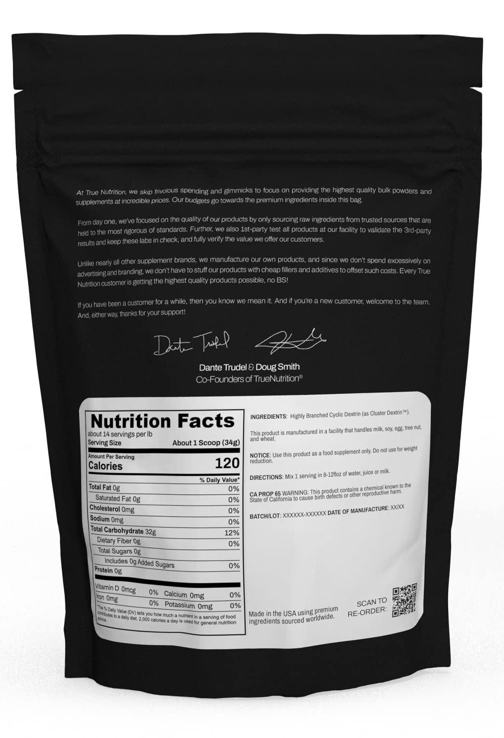 True Nutrition Highly Branched Cyclic Dextrin Powder - Intra Workout Carbs for Energy & Recovery Unflavored 1lb