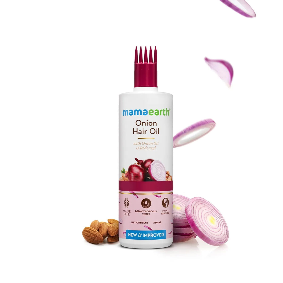 Mamaearth Onion Hair Oil - Natural & Organic Anti Hair Loss & Hair Fall Control Oil with Redensyl - for Color Treated & All Hair Types - 8.45 Fl Oz (250ml)