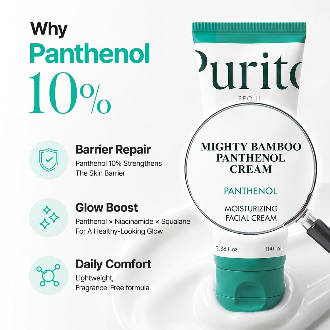 PURITO Panthenol 10% Barrier Cream - Face Moisturizer for Skin Barrier Repair - All skin types, sensitive and blemish-prone skin - Non-Comedogenic