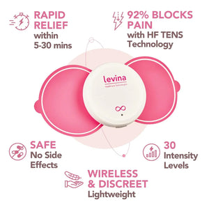 Levina Menstrual Period Relief Device - Wireless TENS Unit and Biocompatible Electrode Pads, Rechargeable, Magnetic Connection, Instant Cramp & PMS Relief, and Drug-Free, FSA HSA Eligible (RS-38) LevinaBuy Supplements Australia