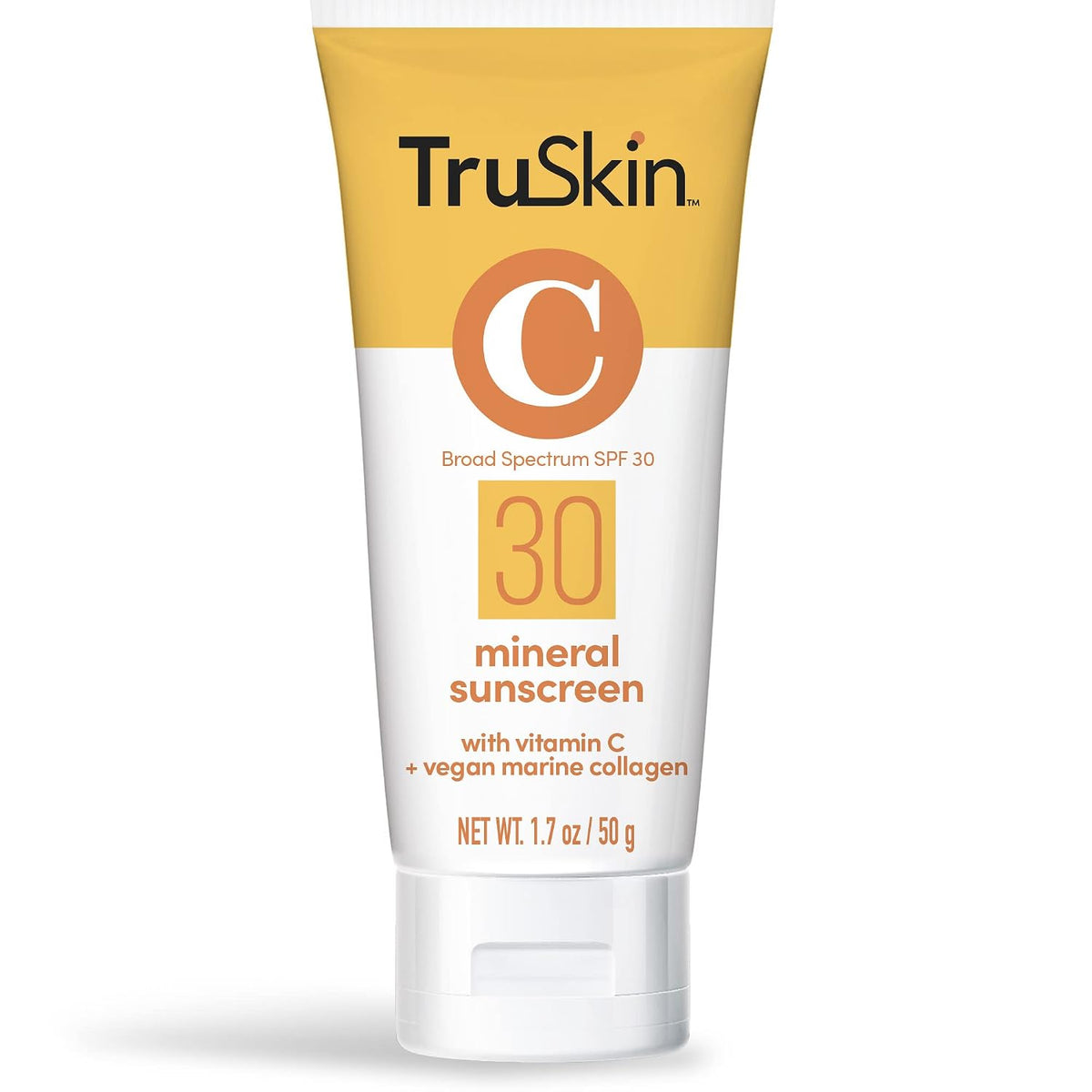 TruSkin SPF 30 Mineral Face Sunscreen with Zinc Oxide, 1.7 fl oz - With Squalane, Vitamin C and Marine Collagen for broad spectrum protection and comfortable daily wear on sensitive skin