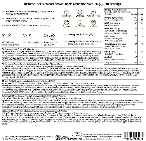 Protein Works - Ultimate Diet Breakfast Shake - Low Calorie Breakfast Shake - Low Sugar High Protein Breakfast