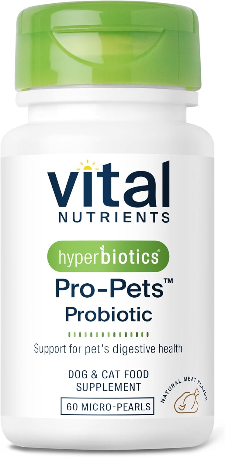 Vital Nutrients Pro Pets Probiotics for Dogs and Cats - Dog Probiotics for Digestive Health, Gut Health, Occasional Diarrhea - Tasty Meat Flavor - Non-GMO - Hyperbiotics - 60 Micro Tablets