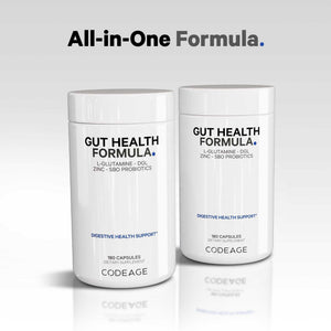 Codeage Gut Health Supplements Vegan Formula - L Glutamine, Zinc, Turkey Tail Mushroom Powder, Tonic Mushroom, Maitake, Micro Algae, Mineral, Licorice Root DGL - Probiotics, Prebiotics - 180 Capsules CodeageBuy Supplements Australia