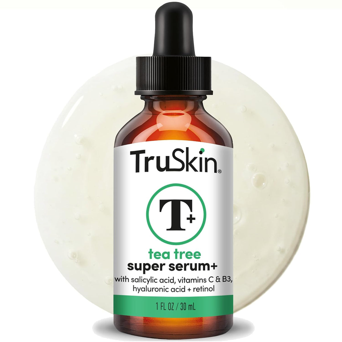 TruSkin Tea Tree Acne Serum with Salicylic Acid & Retinol, 1 fl oz - Helps to clarify acne-prone skin, refine the look of pores & complexion with Tea Tree, Niacinamide, and Vitamin C