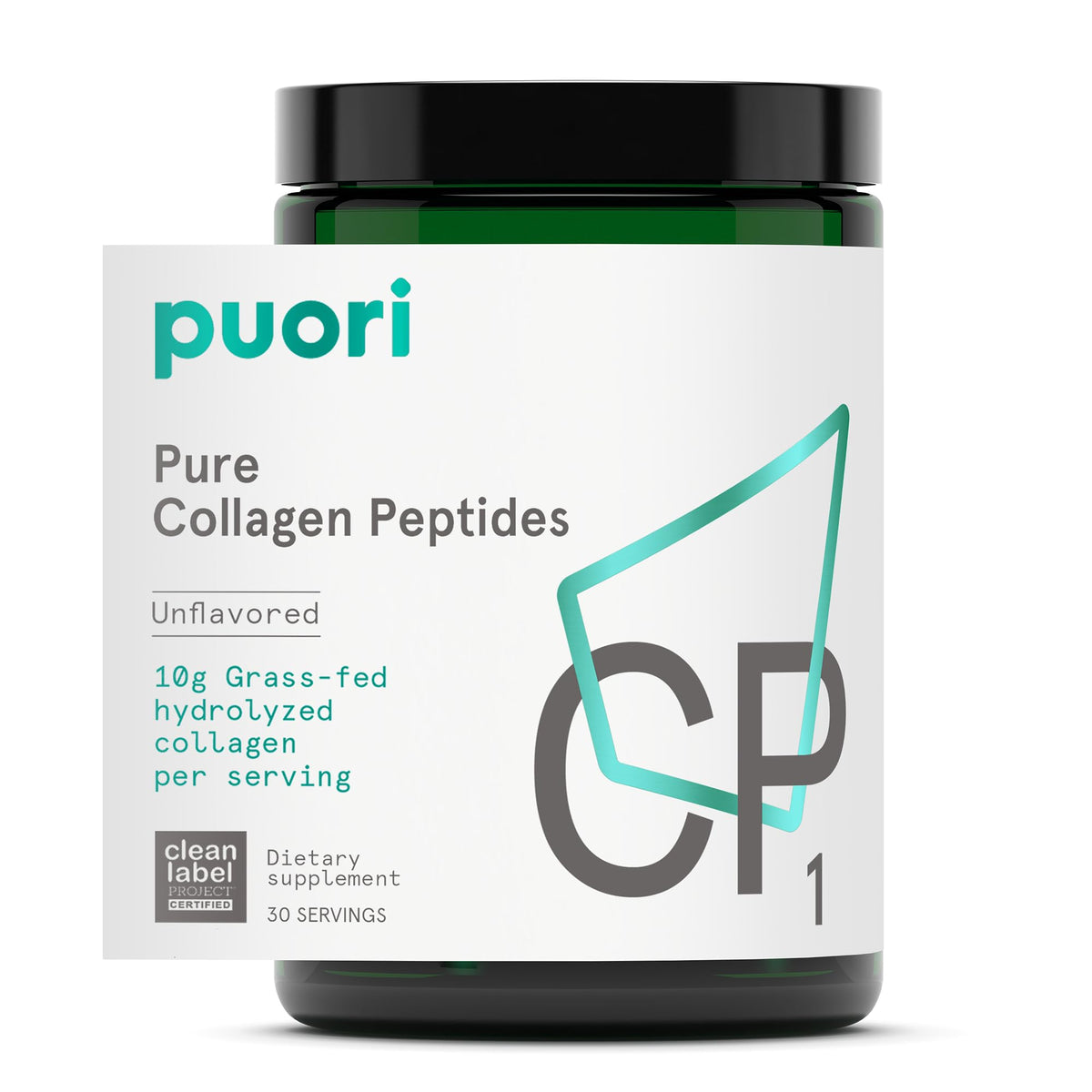 Puori Pure Collagen Peptides Powder, Unflavored - 10g of Grass-Fed Hydrolyzed Bovine Collagen Supports Skin Health, Hair & Nail Strength
