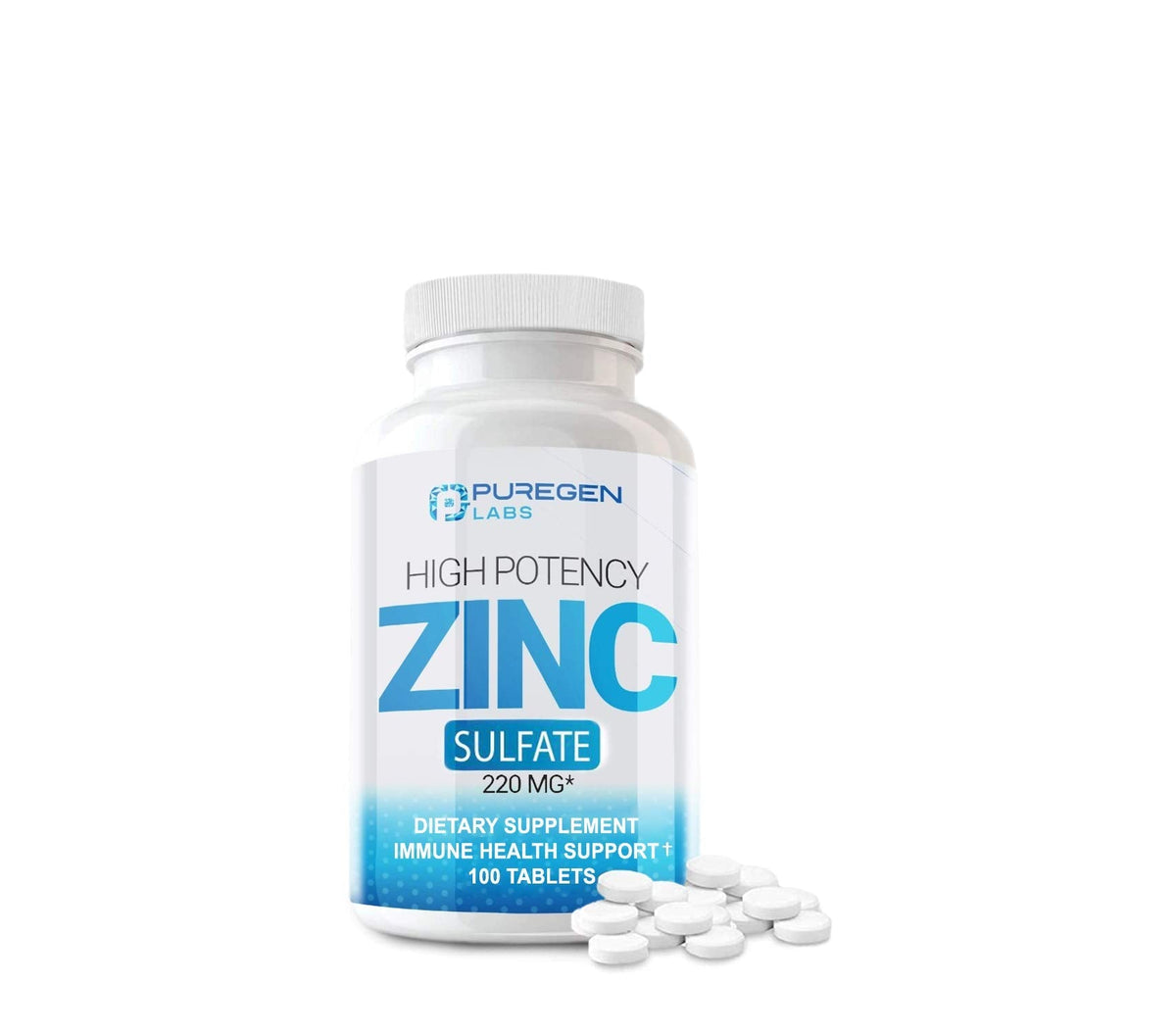 Zinc 220mg [High Potency] Supplement - Zinc Sulfate for Immune Support System 100 Tablets