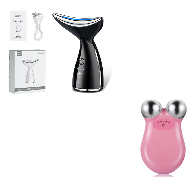 EMS Neck & Face Lifting Device with LED Light Therapy - Skin Firming & Double Chin Contour Tool