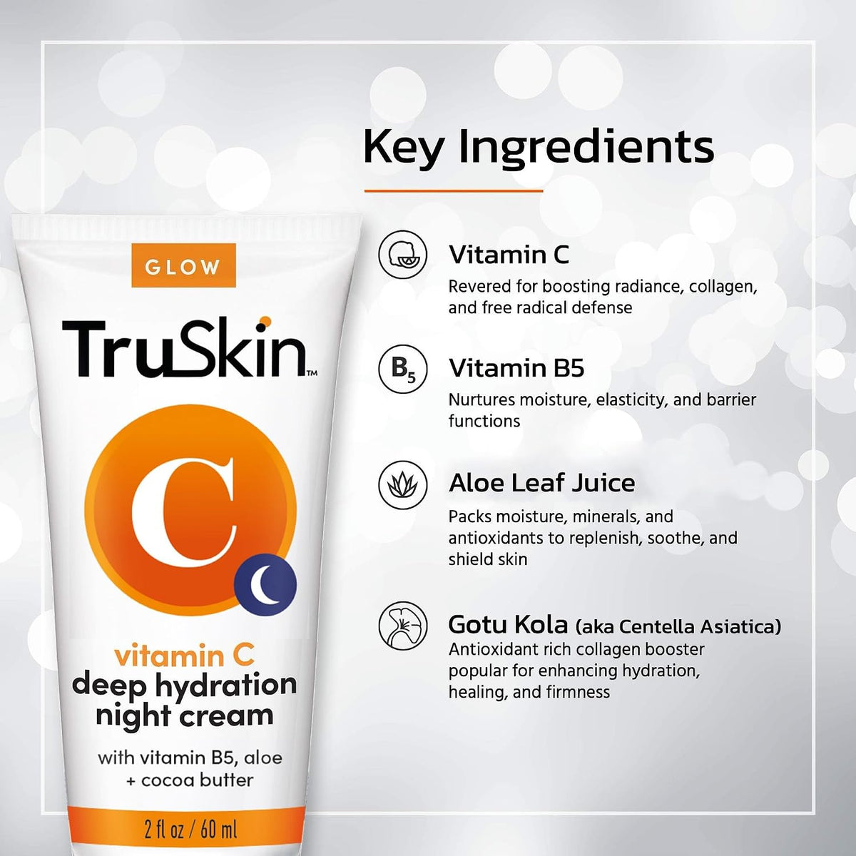 TruSkin Vitamin C Night Cream Brightening Face Moisturizer, 2 fl oz - Overnight Vitamin C cream with Vitamin B5, Aloe, MSM and Cocoa Butter hydrates for smoother, firmer-looking skin as you sleep