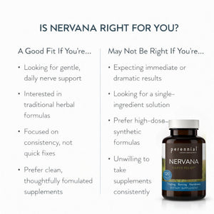 Perennial Nervana – Herbal Nerve Support for Tingling, Burning & Numbness Relief – Promotes Calm Focus & Stress Resilience – Non-Drowsy Mood Balance – 120ct* PerennialBuy Supplements Australia