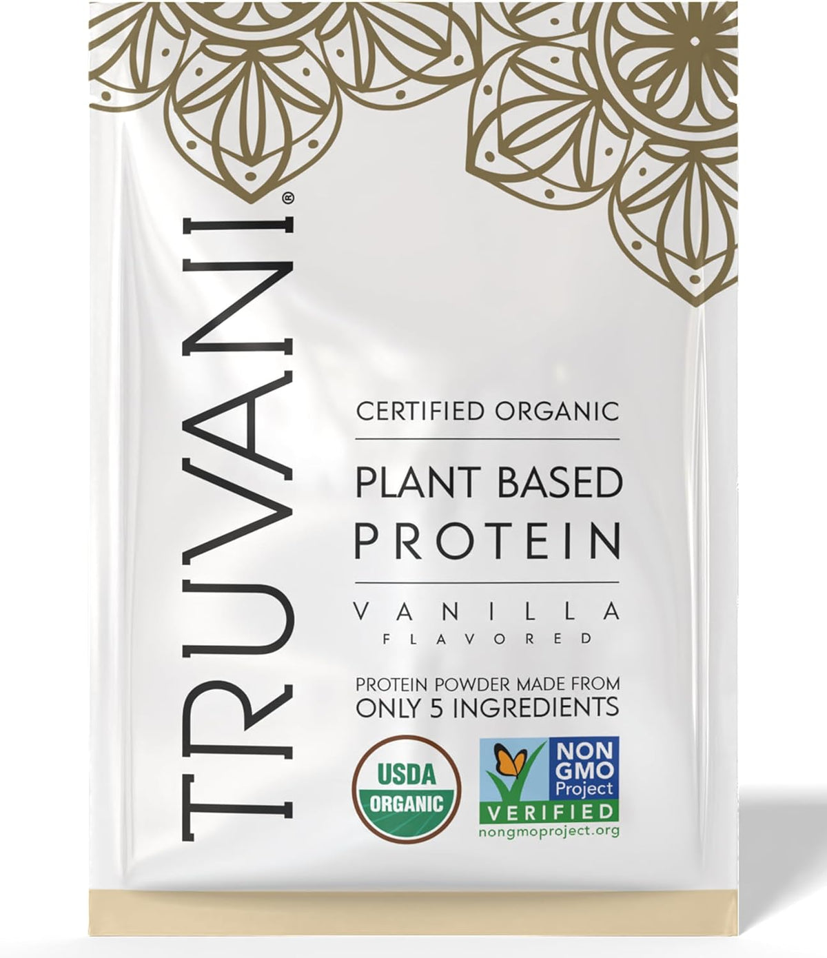 Truvani Organic Plant Based Protein Powder - Vanilla - 1 Serving - Vegan - 20g Pea Protein - Keto - Gluten & Dairy Free - Low Carb - No Added Sugar
