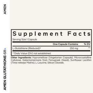 Amen Glutathione-SR+ Advanced Sustained-Release Supplement - 2-Month Supply - Reduced L-Glutathione - Galactomannans Fenugreek Seed - Time-Reduced Matrix - Non-GMO - 60 Capsules AmenBuy Supplements Australia