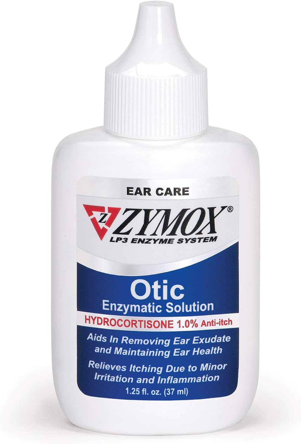 Zymox Otic Enzymatic Solution for Dogs and Cats to Soothe Ear Infections with 1% Hydrocortisone for Itch Relief, 1.25oz - with 1% Hydrocortisone for Itch Relief, 1.25oz