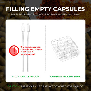 Angtai JN Vegan Empty Pill Capsules Size 2 Plant Based Clear (100 Count) Gluten Free, Non-GMO, Halal Certified Caps Filling Kit with 2 Spoons for Vegetarian DIY Your Own Supplements Angtai JNBuy Supplements Australia