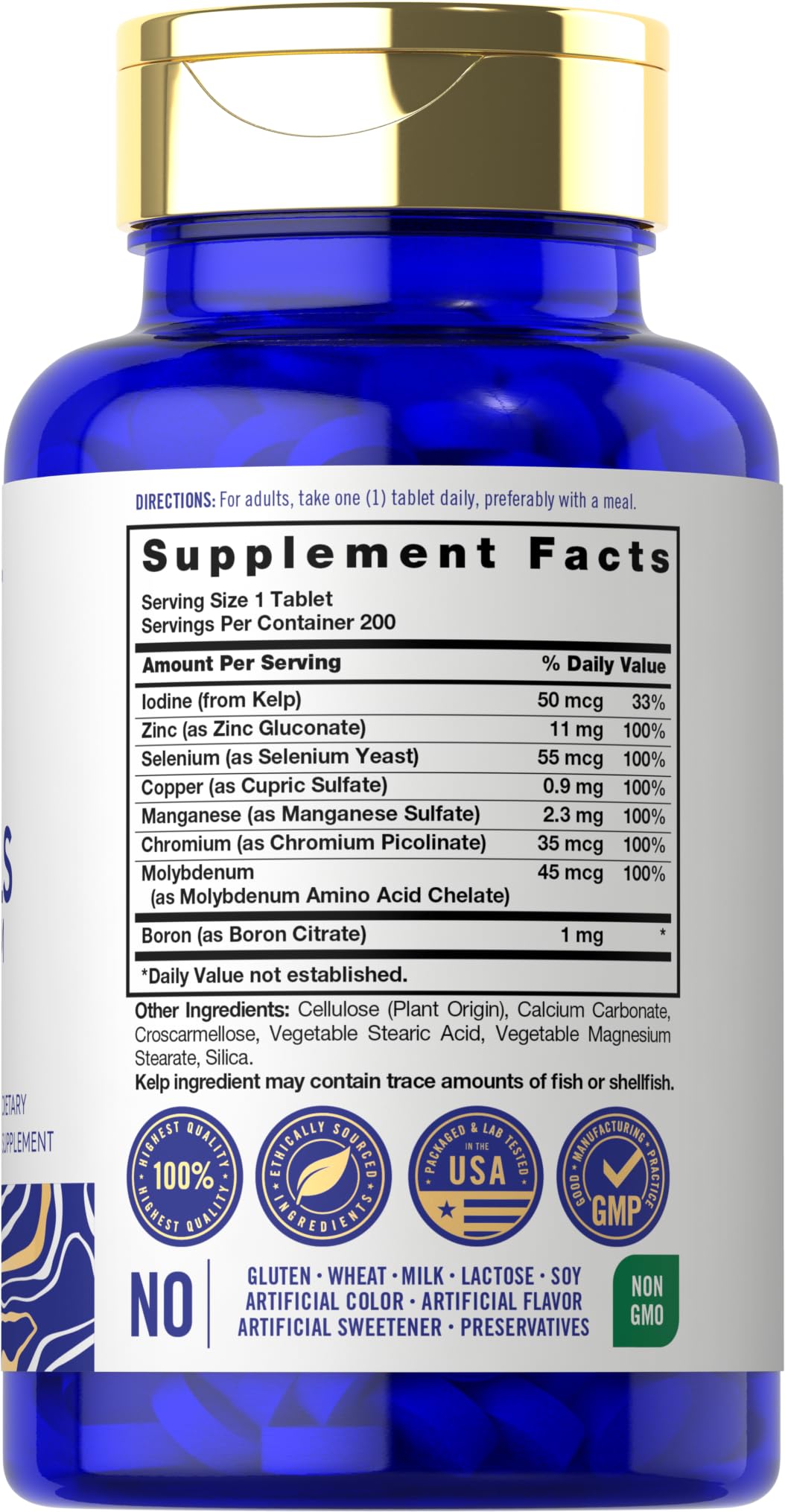 Carlyle Trace Minerals - 200 Tablets - Full Spectrum Supplement - Non-GMO & Gluten Free Complex - by Vital Trace