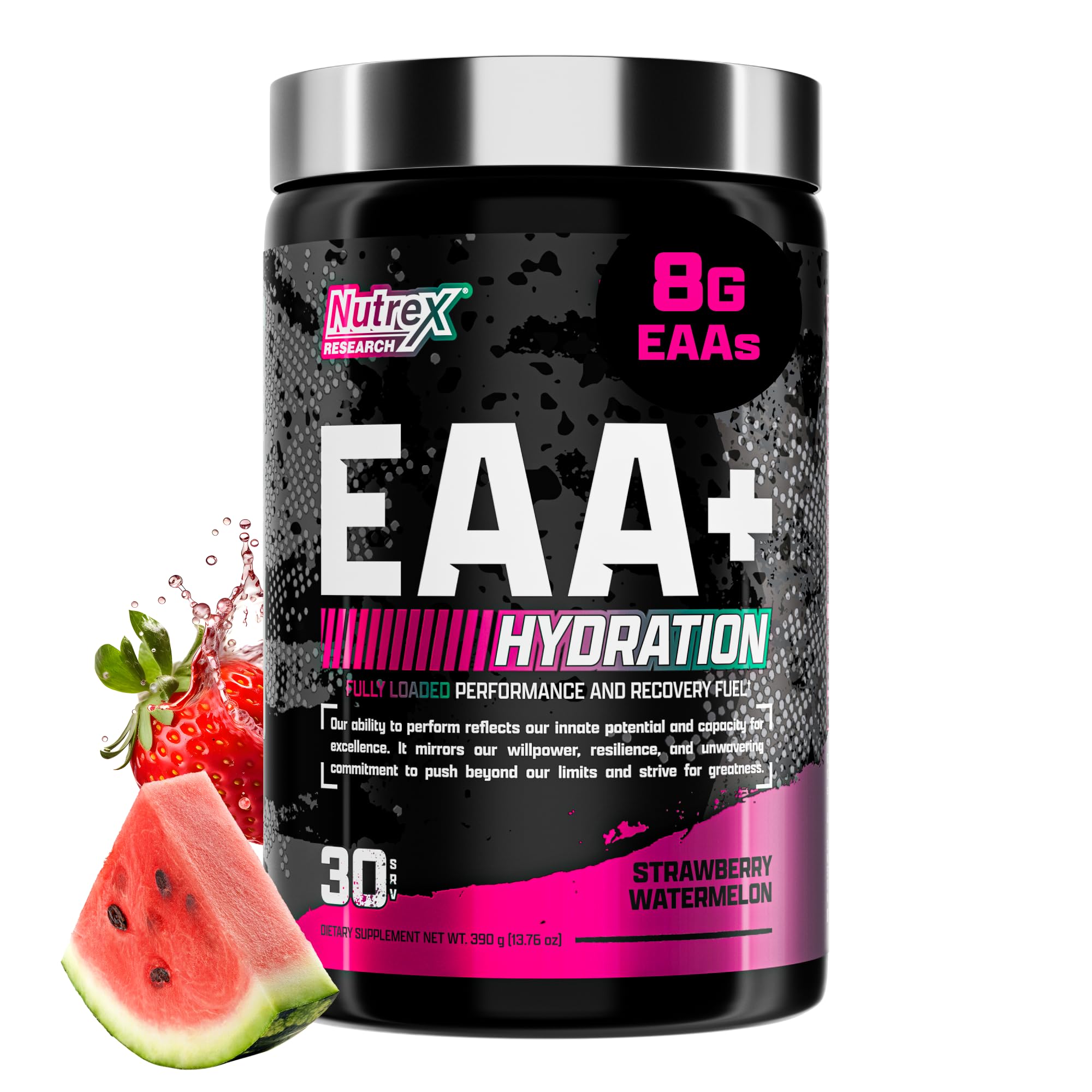 Nutrex Research EAA Hydration - EAAs + BCAA Powder - Muscle Recovery, Strength, Muscle Building, Endurance - 8G Essential Amino Acids + Electrolytes - Strawberry Watermelon 30 Serving