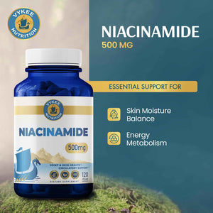 Vykee Nutrition Niacinamide Capsules - Vitamin B3 Supplement for Skin Wellness Cellular Energy and Metabolic Support - Vegan, Non-GMO Gluten Free