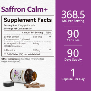 HyberVive Saffron Supplements with Ashwagandha & L-Theanine - 368.5MG - Mood Balance, Stress Relief & Mental Clarity – Cortisol Support for Women & Men, Made in USA, 90 Vegan Capsules HyberViveBuy Supplements Australia