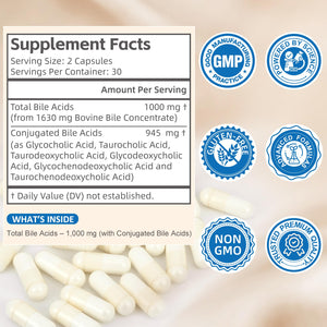 Florvyn Conjugated Bile Acid Supplement 1000mg – Supports Fat Digestion & Absorption of Fats & Fat-Soluble Nutrients, Gut Comfort & Nutrient Utilization, 60 Capsules, 30 Day Supply FlorvynBuy Supplements Australia