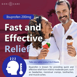 GeriCare Ibuprofen 200mg, Pain Reliever, Fever Reducer, Relieves Body Aches, 500 Count (Pack of 1) GeriCareBuy Supplements Australia