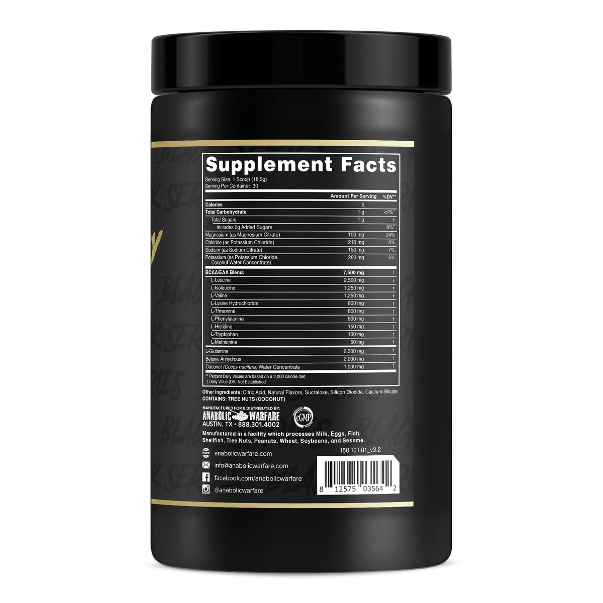 Anabolic Recovery Post Workout Peach Rings - Essential Amino Acids & Hydration Drink 30 Servings