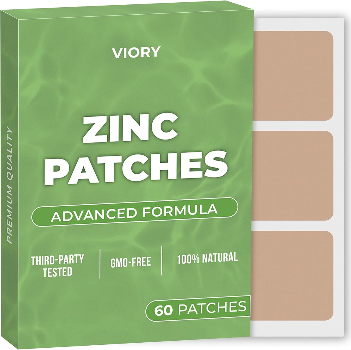 Zinc Patches (Pack of 60) - 100% Natural Patch for Women and Men - With Biotin, Immune & Body Support, Enhanced Formula