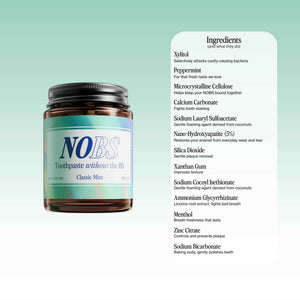 NOBS (No Bad Stuff) Toothpaste Tablets - Nano Hydroxyapatite, Fluoride & Plastic Free, Eco & Travel Friendly - Remineralize with NHA (3 Month)