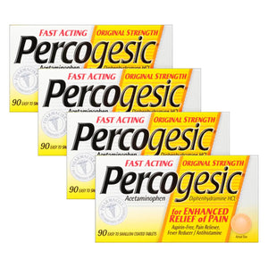 Percogesic Original Pain Relief | Aspirin Free Fast Acting Relief | 90 Coated Caplets (4 Pack) PercogesicBuy Supplements Australia