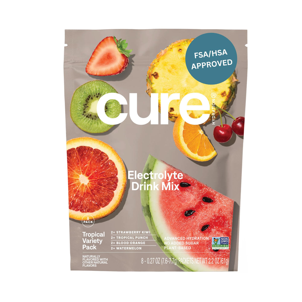 Plant-Based Electrolyte Drink Mix - No Added Sugar - FSA-HSA - Dehydration Relief Powder Made with Coconut Water - Non-GMO - Vegan