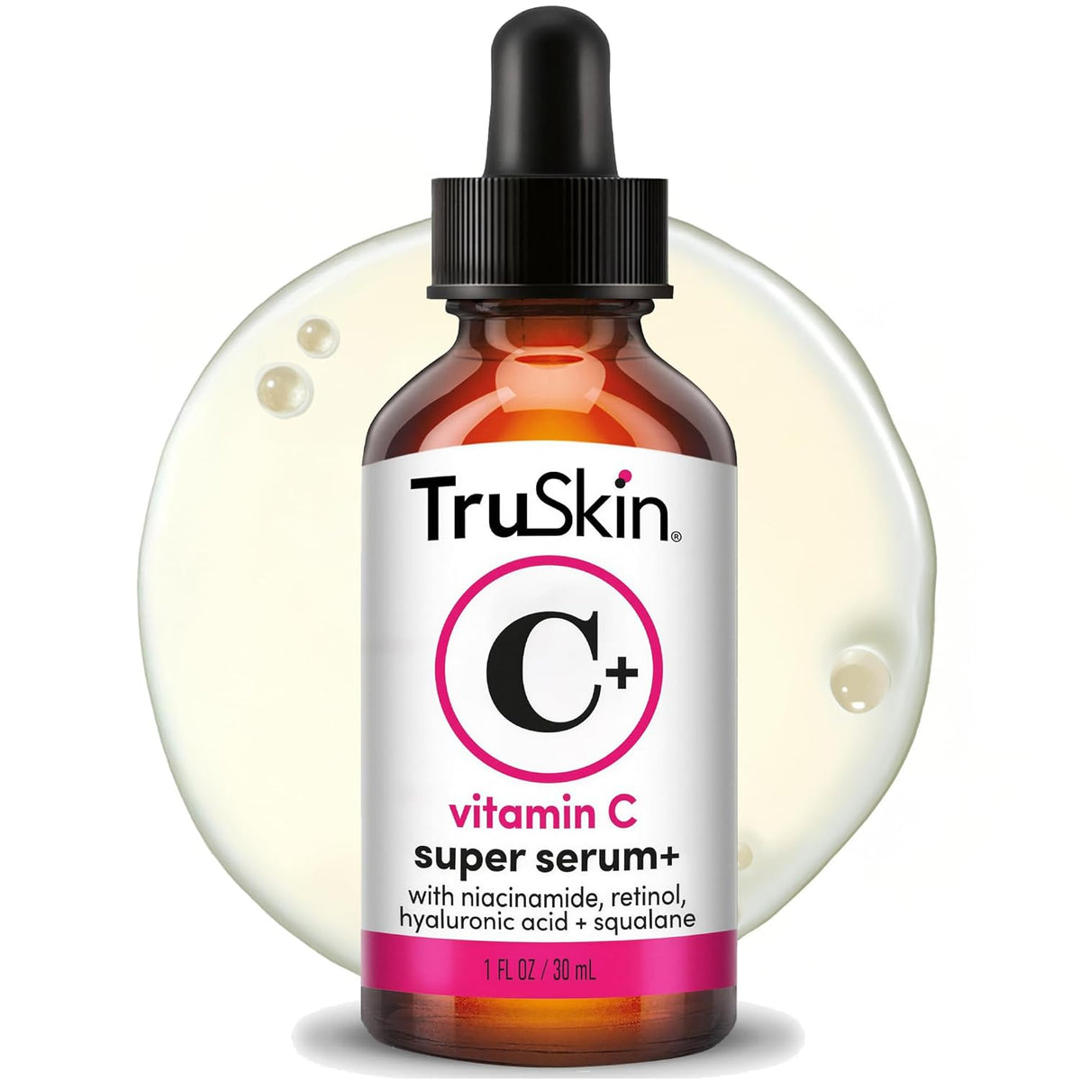 TruSkin Vitamin C Super Serum for Face, 5 Skin Benefits, 1 fl oz - Vitamin C, Retinol, Niacinamide, Hyaluronic Acid and Squalane to brighten, firm, smooth, hydrate, and refine skin