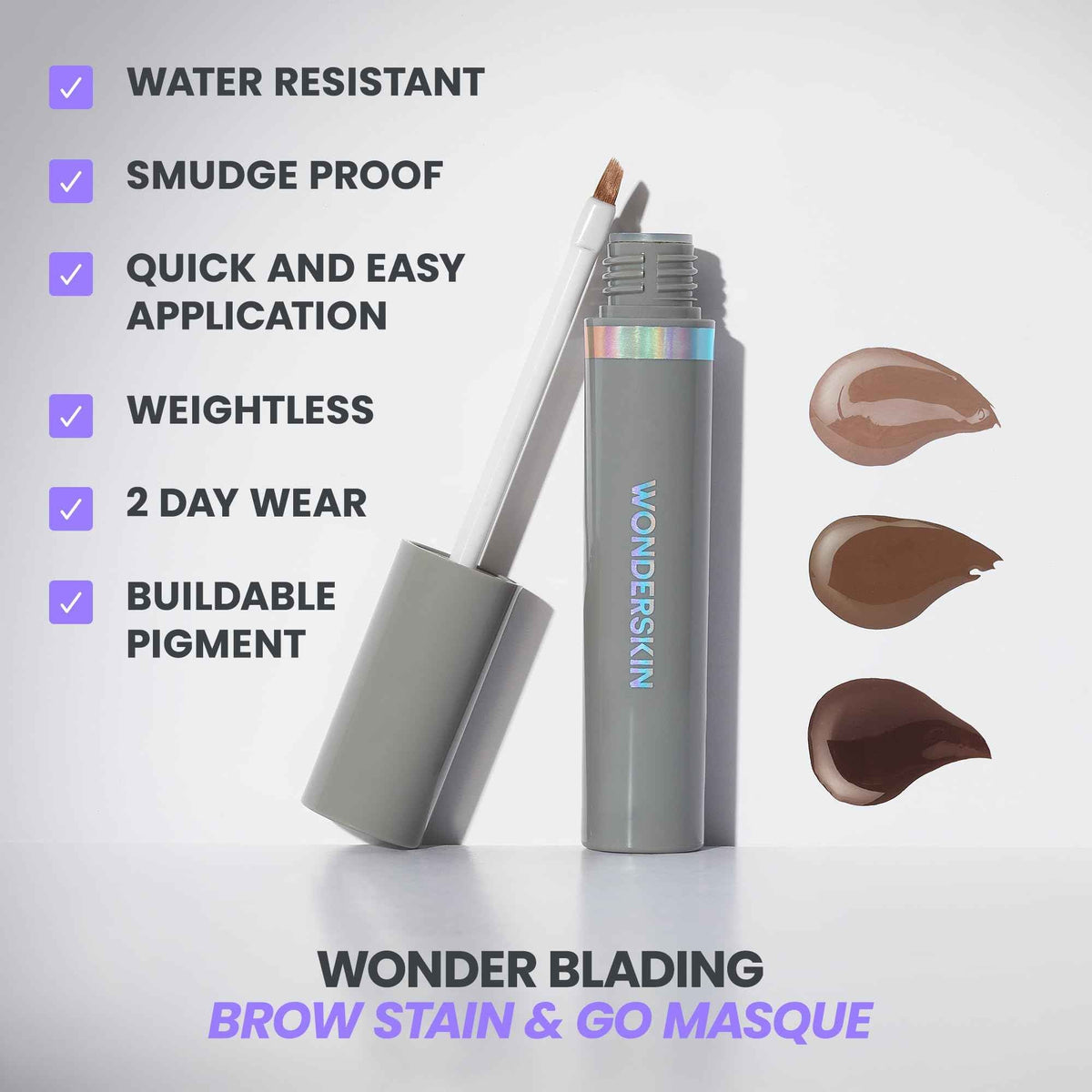 Wonderskin Wonder Blading Brow Stain & Go Masque - Long Lasting Eye Brow Tint, Transfer Proof and Smudge Proof Eyebrow Tint Stain (Dark Brunette)