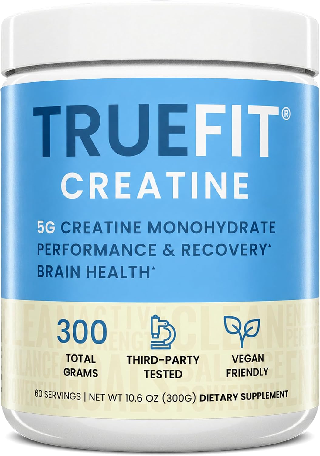 TrueFit Creatine Monohydrate Powder for Women & Men - 5g Pure Micronized - Premium Creatine Monohydrate for Strength, Lean Muscle, Recovery + Focus & Brain Health - Mixes Clean, Third Party Tested