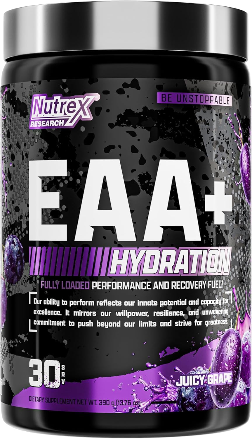 Nutrex Research EAA Hydration - EAAs + BCAA Powder - Muscle Recovery, Strength, Muscle Building, Endurance - 8G Essential Amino Acids + Electrolytes - Strawberry Watermelon 30 Serving