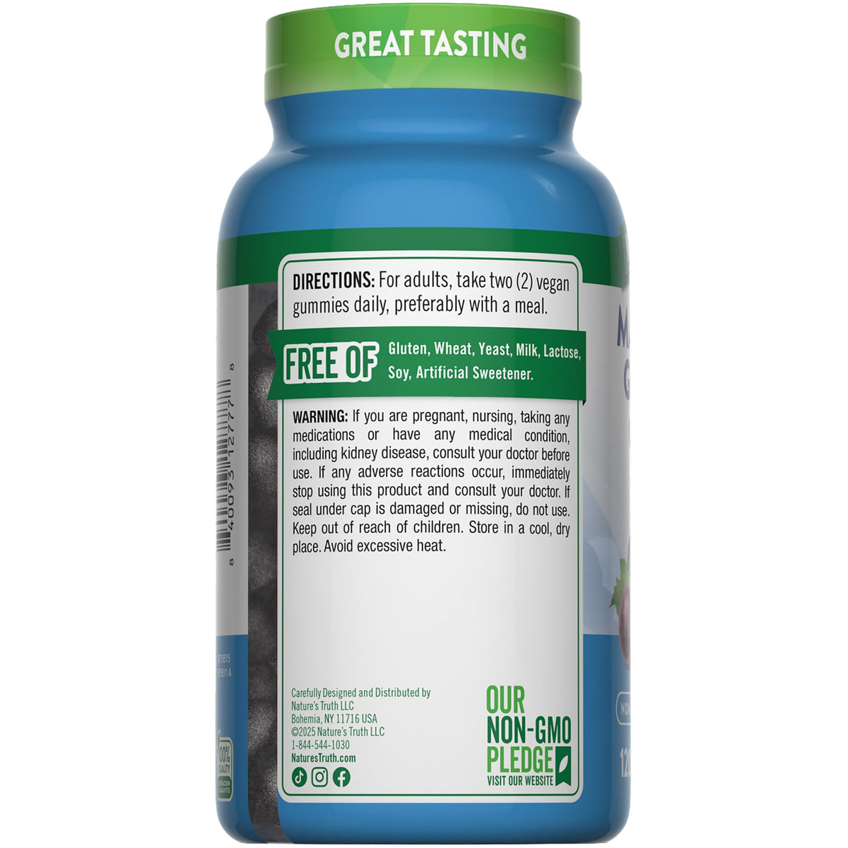 Nature's Truth Magnesium Glycinate Gummies for Adults - 200mg - 120 Count - Grape Flavor - Vegan, Non-GMO & Gluten Free Supplement