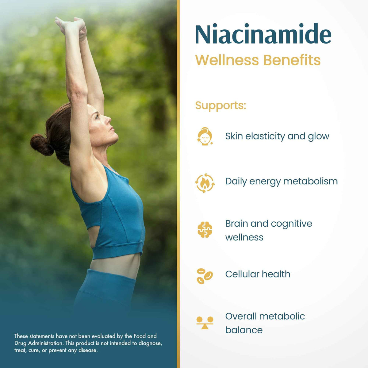 Vykee Nutrition Niacinamide Capsules - Vitamin B3 Supplement for Skin Wellness Cellular Energy and Metabolic Support - Vegan, Non-GMO Gluten Free