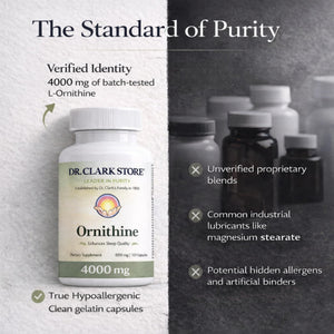 Dr Clark Ornithine Dietary Supplement - Gluten Free, Natural Sleep Aid, Promotes Protein Metabolism, Cleansing and Detoxification, 500mg, 100 Gelatin Capsules Dr Clark StoreBuy Supplements Australia