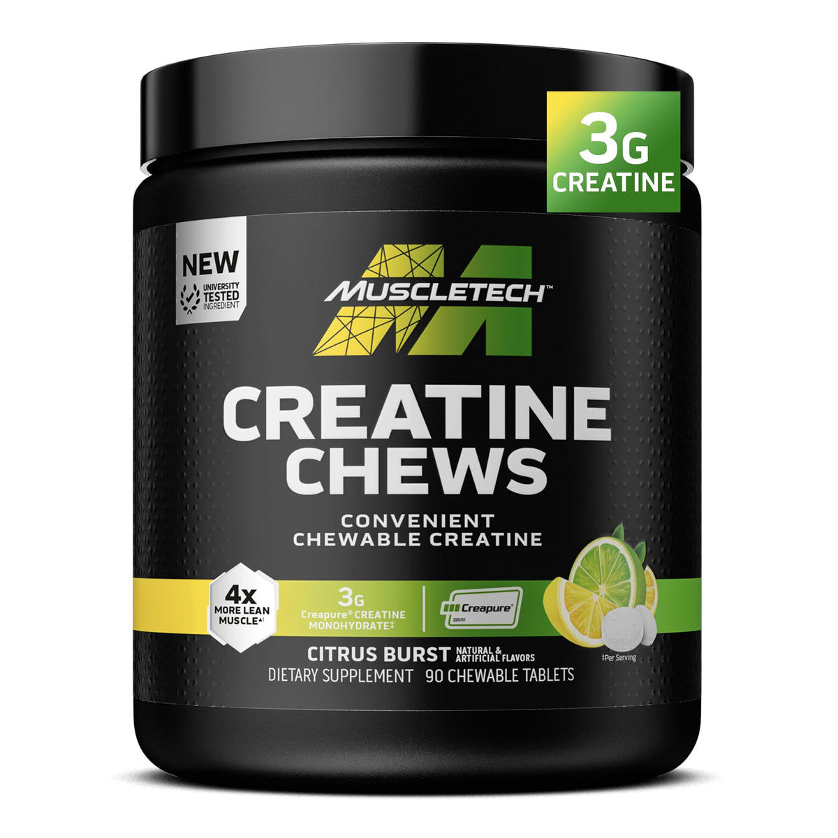 MuscleTech - Creatine Chews - Creapure Monohydrate Supplement for Muscle Recovery, Muscle Builder & Energy Boost - Pre Workout Supplement for Men & Women